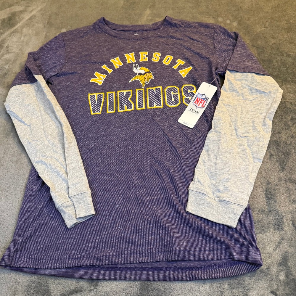 NFL‎ Minnesota Vikings Long Sleeve Shirt Purple NFL Team Apparel Youth XL NWT